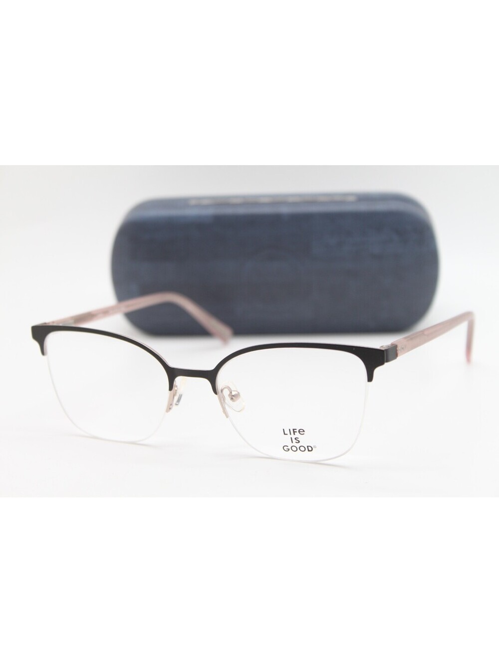 NEW LIFE IS GOOD VIOLET MATTE BLACK (MBK) AUTHENTIC EYEGLASSES W/CASE 52-18